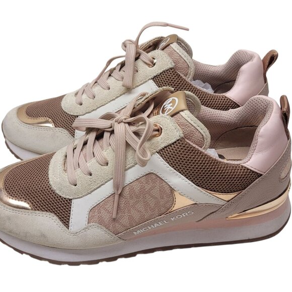 Michael Kors Wilma Suede and Logo trainer Size 9  Pink Beige Rose Gold - Picture 11 of 11
